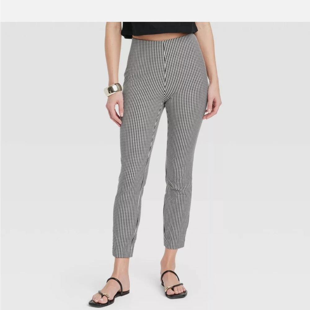 a new day Black and White Gingham Cropped Pants